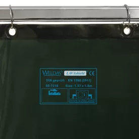   Cortină de sudură verde cu capse de îmbinare, 1370 × 1800 mm