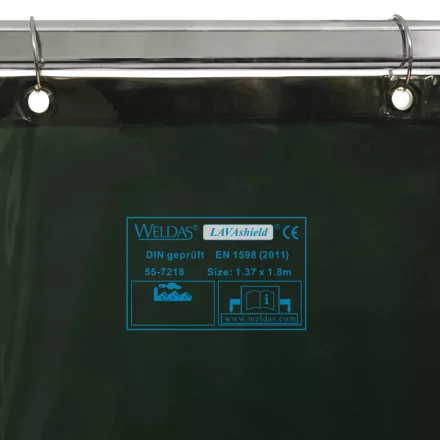 Cortină de sudură verde cu capse de îmbinare, 1370 × 1800 mm