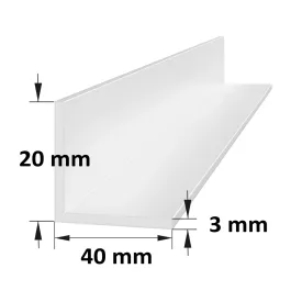 L alakú PVC takaróprofil 20 × 40 mm fehér/ 6 m